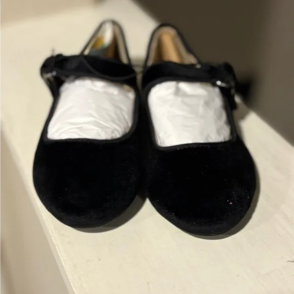 Cat & Jack Addy Black Velvet Ballet Flats Easy On Memory Foam Toddler Size 10 - Picture 5 of 5